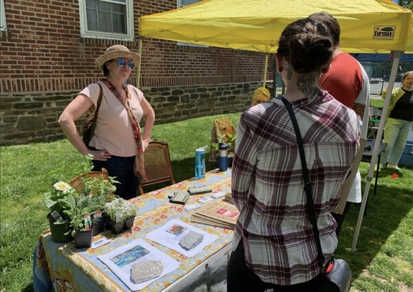 A table set up outside during NarbEarth Day